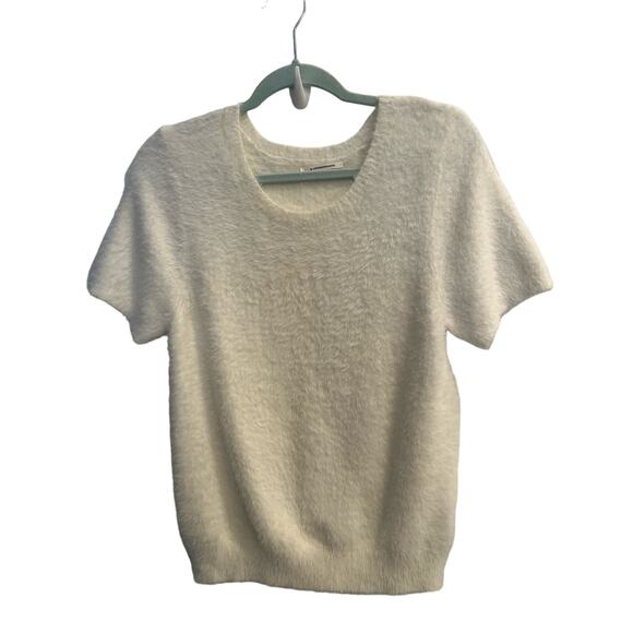 by Anthropologie Sweaters - by Anthropologie Size L Large White / Ivory Shaggy Short Sleeved Sweater